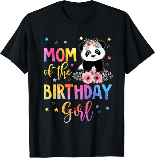 Mom Of The Birthday Girl Shirt Panda Bear Mama Mother Flower T-Shirt