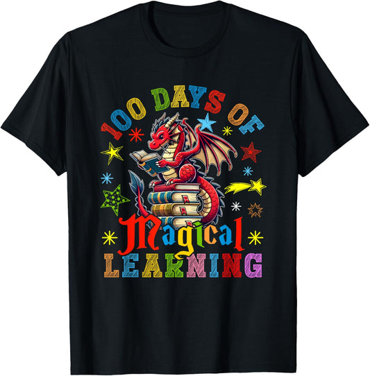 100 Days Of Magical Learning 100th Day Of School Dragon T-Shirt