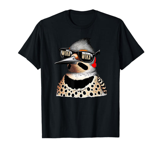 Antler & Oak Funny Northern Flicker WIka Wika for bird nerds T-Shirt, Small, Blue