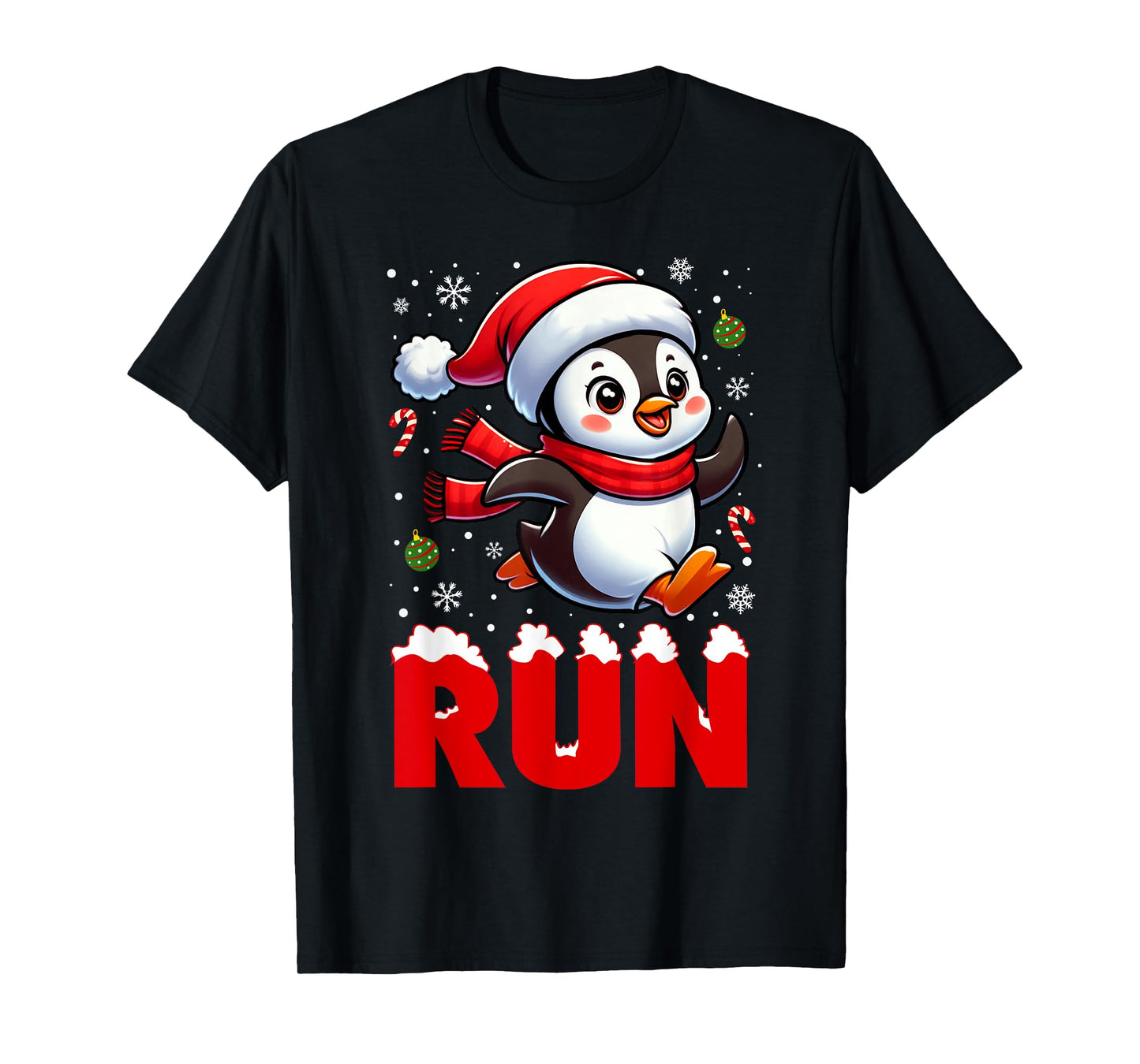 Penguin Running Cross Country Penguin Runner Christmas T-Shirt