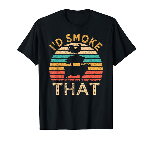 Funny BBQ I'd Smoke That Barbecue Retro Grilling T-Shirt