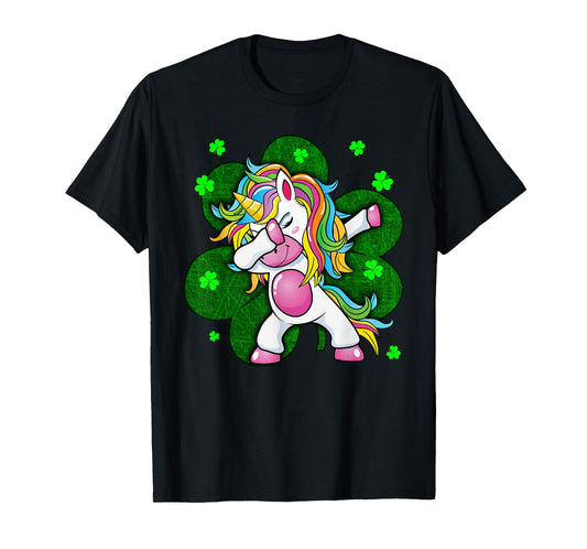 Girls St Patricks Day Outfit - Funny Dabbing Unicorn Women T-Shirt