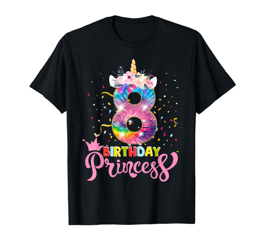 8th Birthday Unicorn Princess 8 Year Old Party Girls T-Shirt