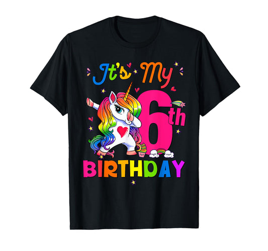 6 Years Old Unicorn It's My 6th Birthday Girl Party T-Shirt