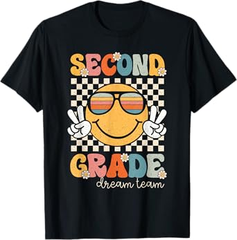 Second Grade Dream Team Smile Retro Back To School 2nd Grade T-Shirt