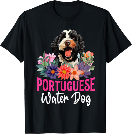 Sunset Retro Portuguese Water Dog - Pet Paw T-Shirt