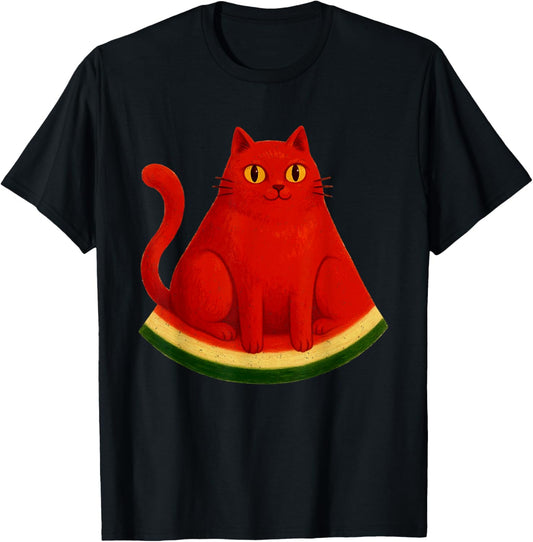 Watermelon Cat Tropical Summer Fruit Pet Kitten Lover Feline T-Shirt