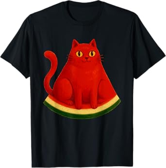 Watermelon Cat Tropical Summer Fruit Pet Kitten Lover Feline T-Shirt for Men Women Kids