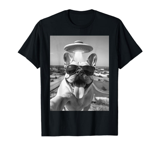 French Bulldog Selfie UFO Alien French Bulldog T-Shirt