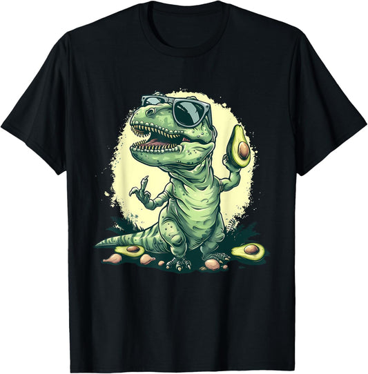 Avocado Dino Sunglasses T-Rex Print Avocado Fruit Artwork T-Shirt