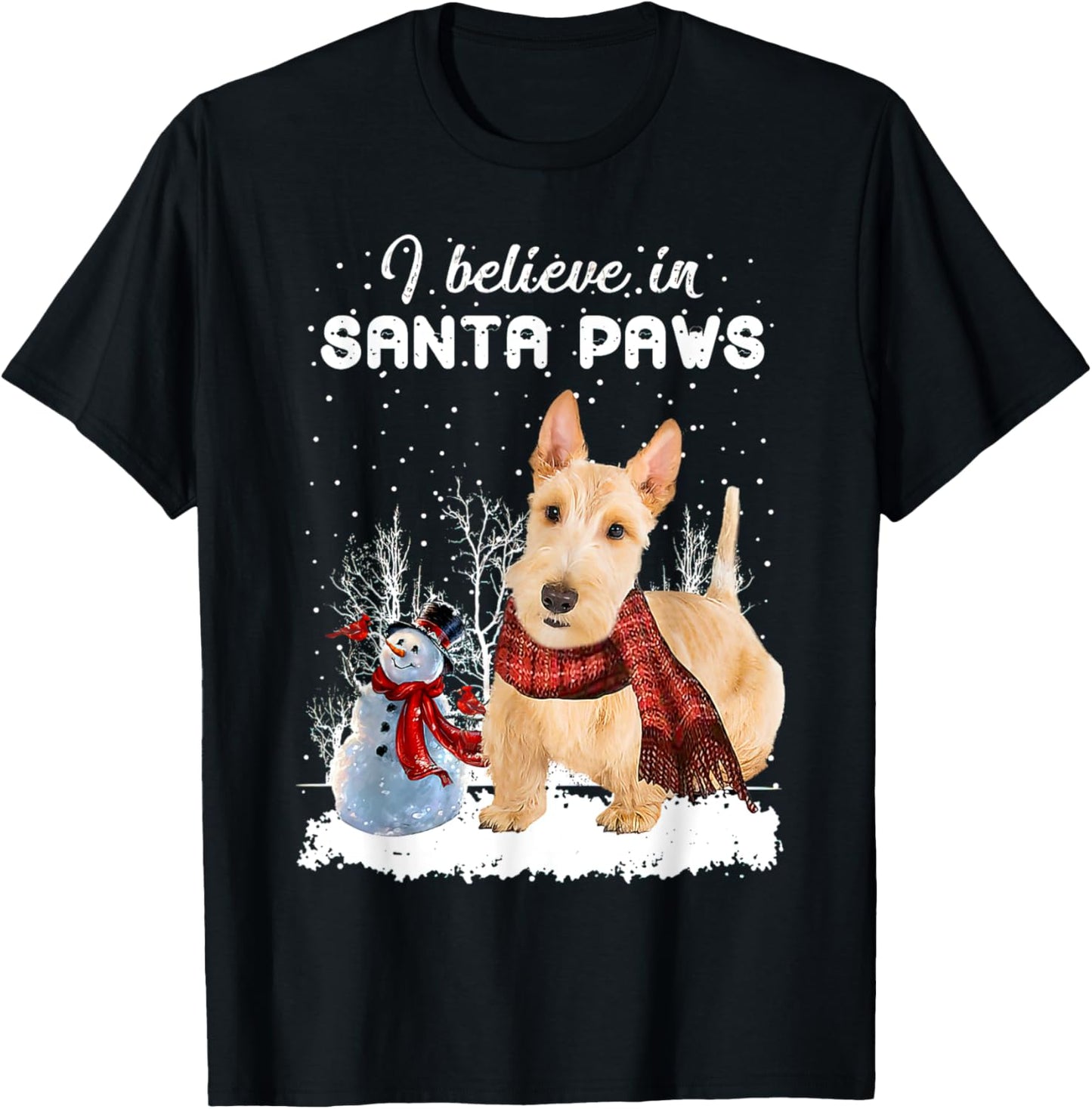 Cute Scottish Terrier Dog Christmas Snowman Christmas Pajama T-Shirt