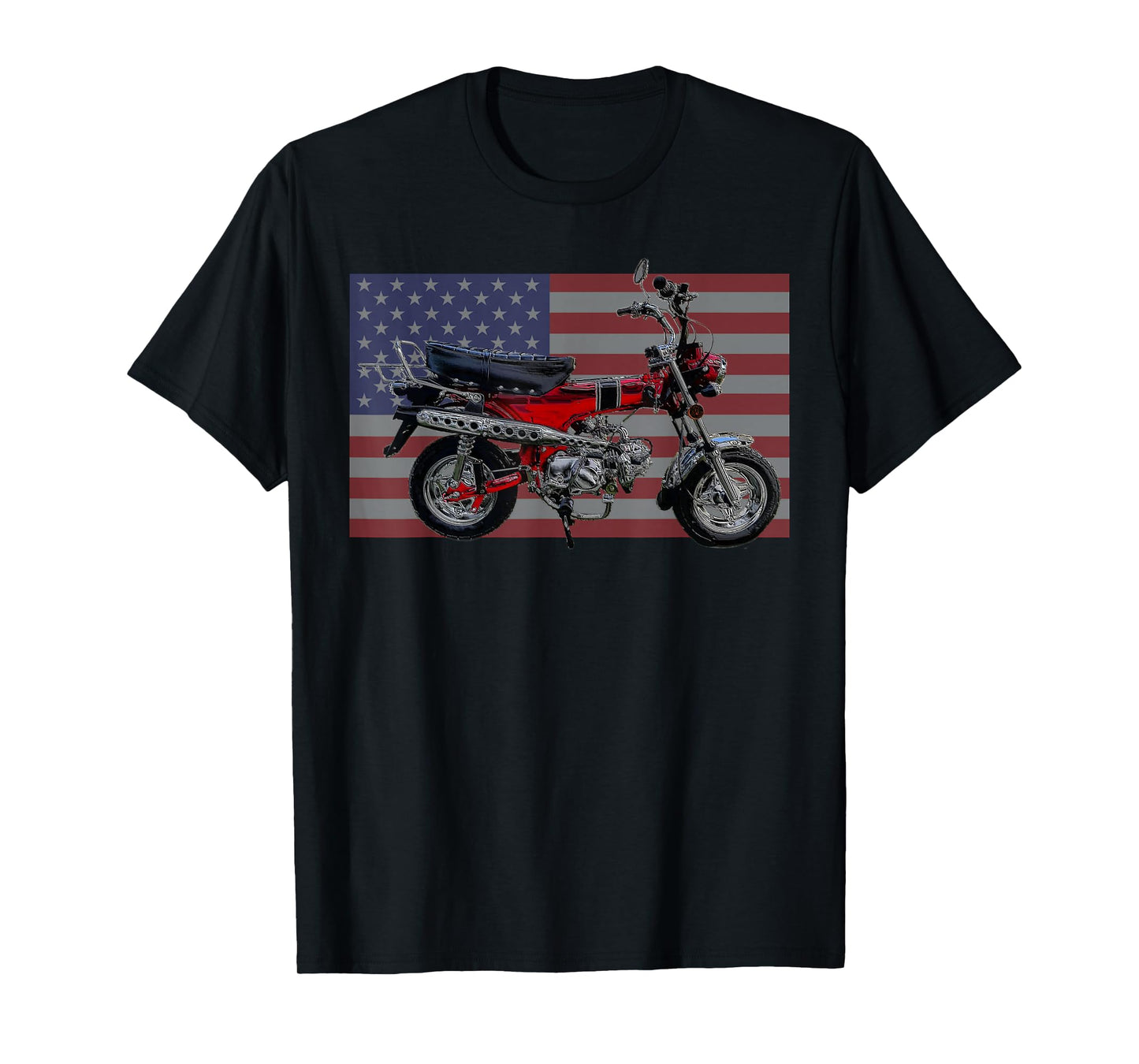 Trail 70 Mini BIke, Vintage Minibike, Retro American Flag T-Shirt for Women Men