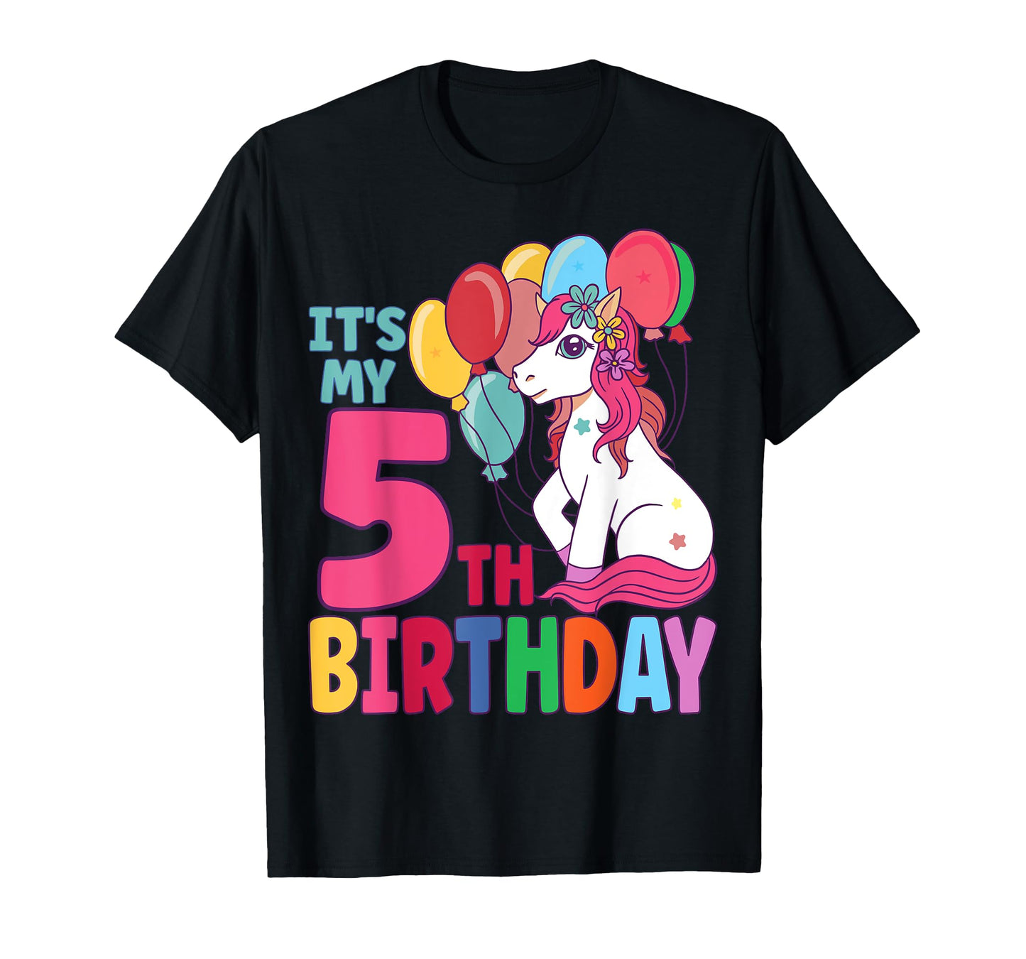 It's My 5th Birthday Unicorn Boys Girls Kids Birthday T-Shirt