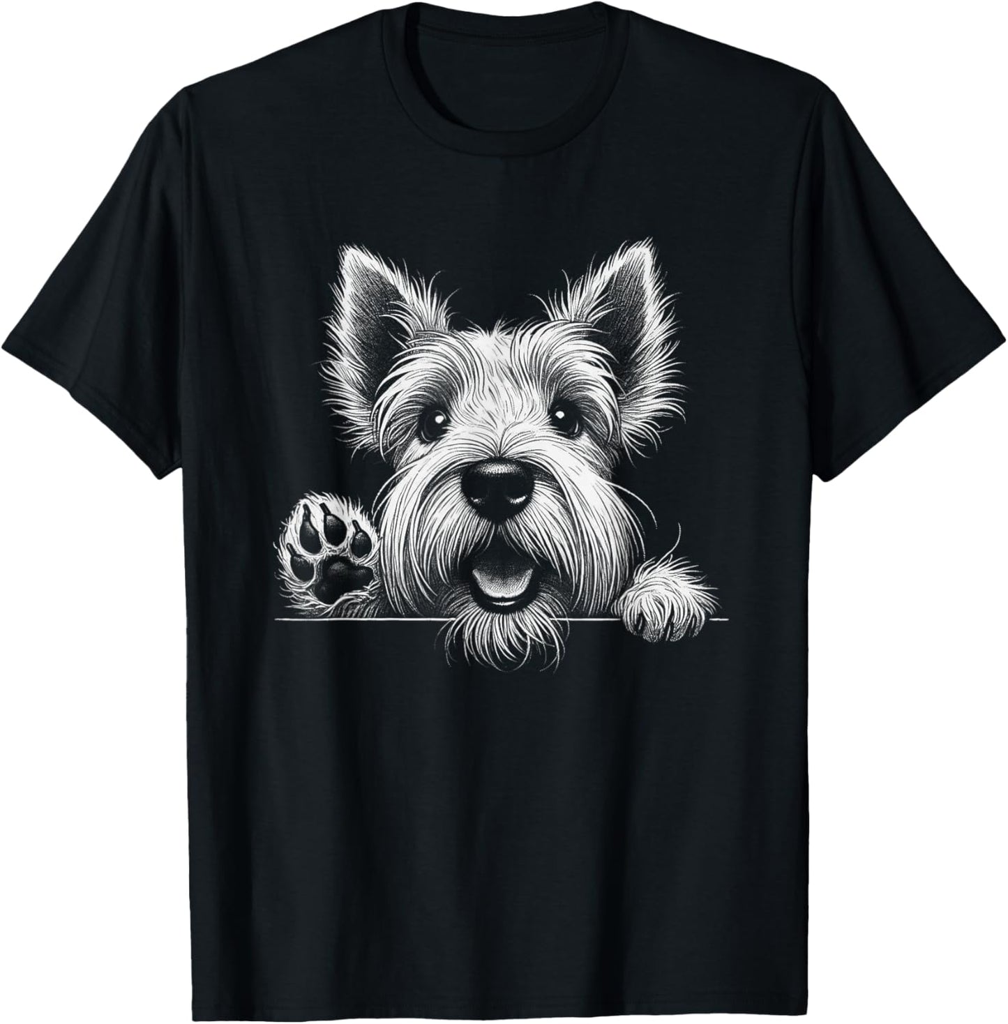 Funny Scottish Terrier Dog Peeking Scottie Art Design T-Shirt