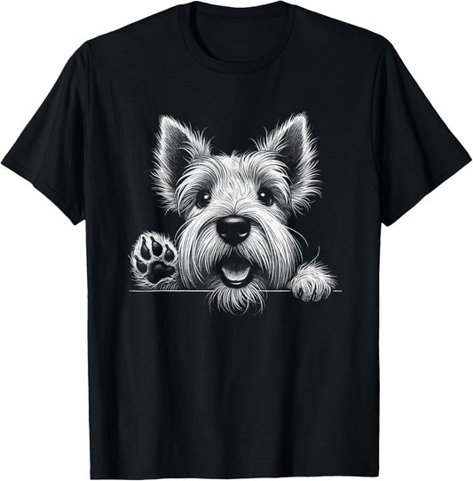 Funny Scottish Terrier Dog Peeking Scottie Art Design T-Shirt