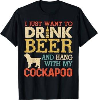 Cockapoo Dad Drink Beer Hang With Dog Funny Men Vintage T-Shirt