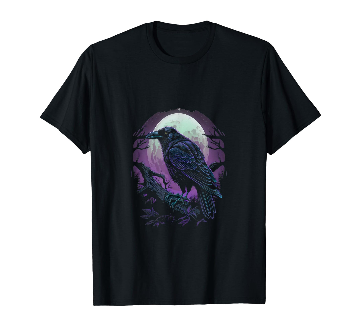 Full Moon Crow Raven Flying Bird Halloween T-Shirt