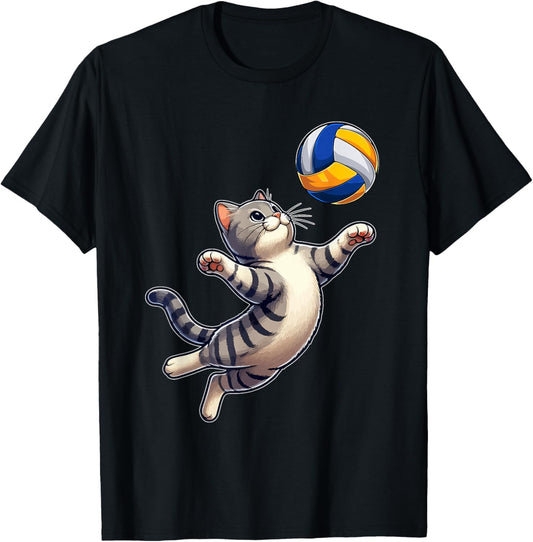 Cat Playing Volleyball Costume Cat Owner Sports Lover Player T-Shirt