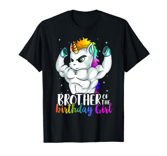 Brother of Birthday Girl Unicorn Boys Son Grandkid Nephew T-Shirt