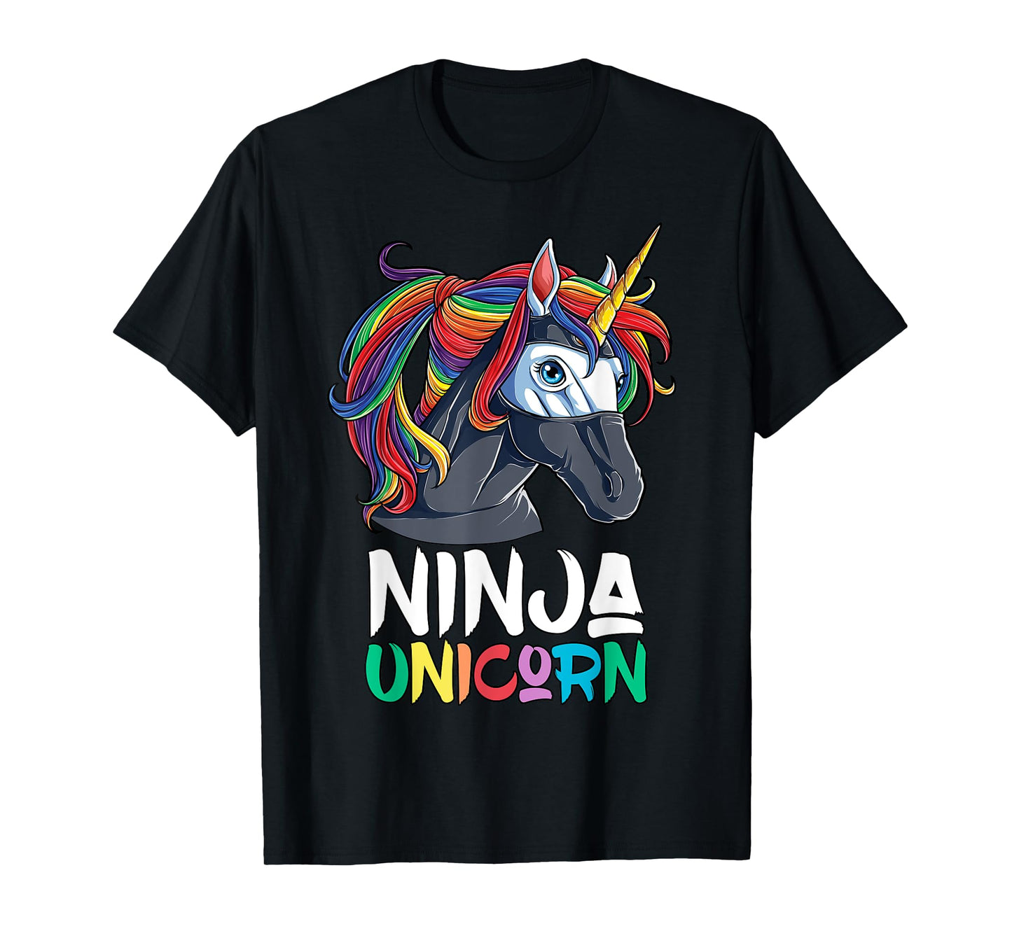 Ninja Unicorn T shirt Girls Rainbow Martial Arts Fighter Tee T-Shirt