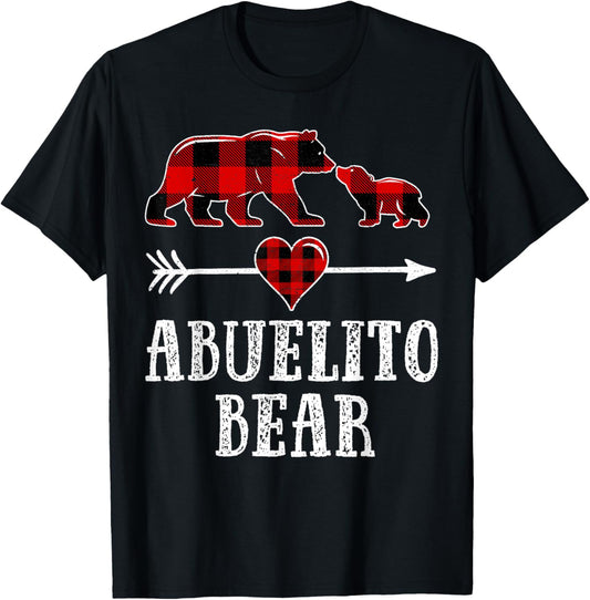 Abuelito Bear Shirt, Christmas Grandpa Bear Plaid Pajama T-Shirt