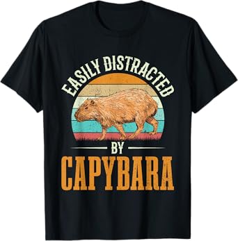 Easily Distracted By Capybara Capybaras Kapibara Funny Gift T-Shirt