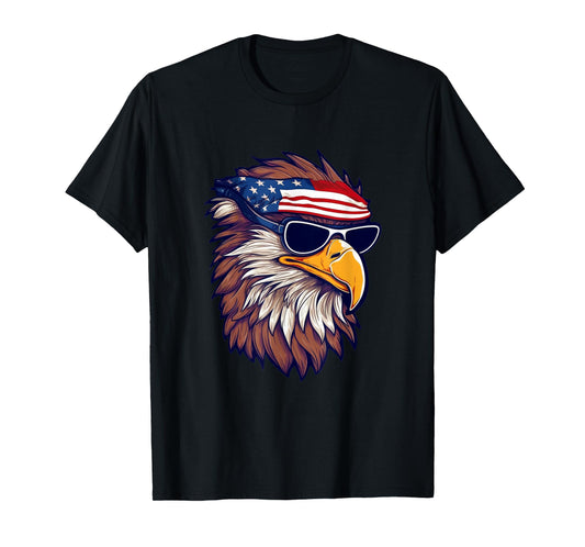 Bald Eagle With USA Bandana Cool 4th of July Patriotic Women Kids Men T-Shirt