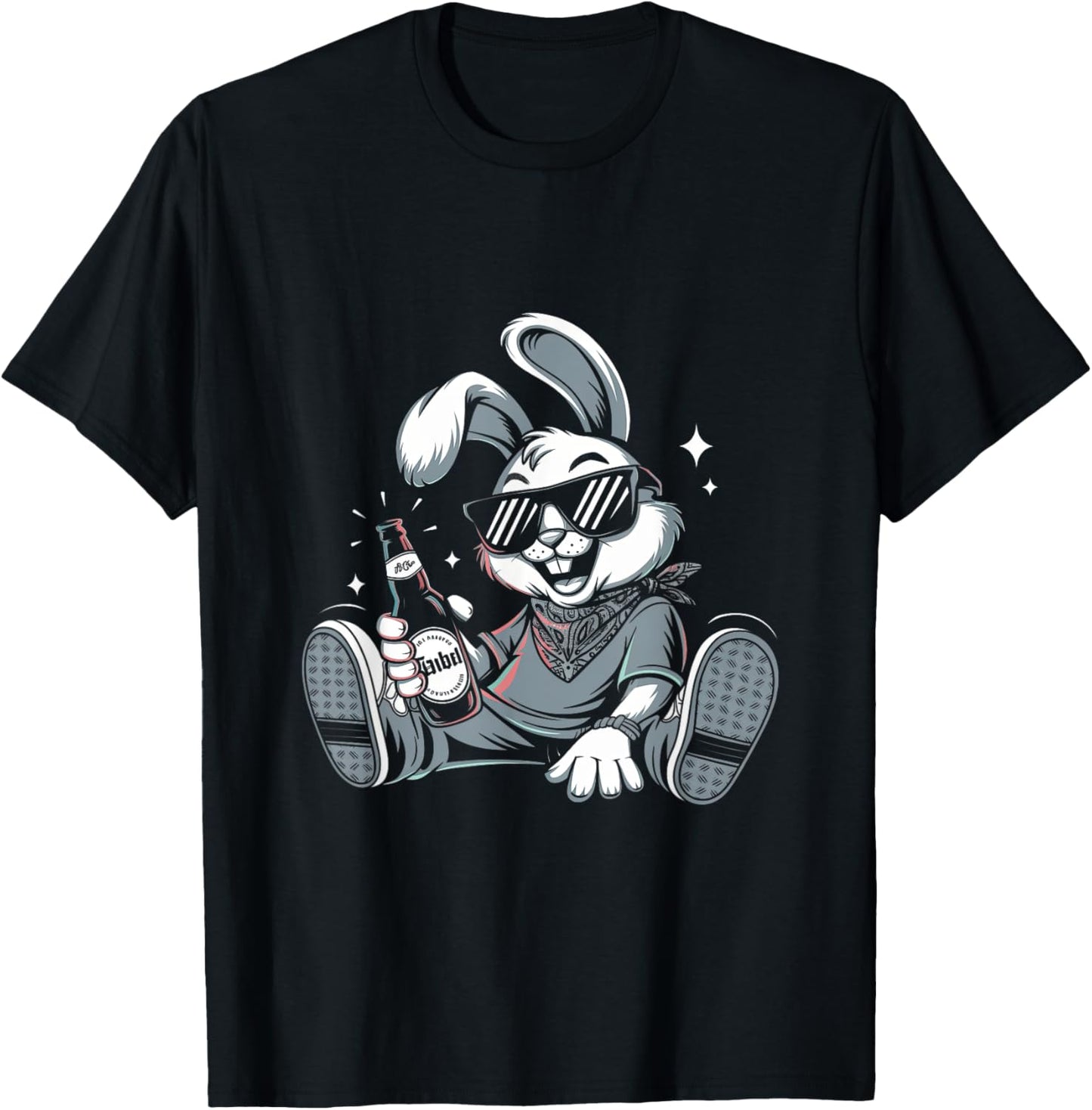 Thug Bunny With Beer Bunny Rabbit Gangster Rabbit Funny T-Shirt