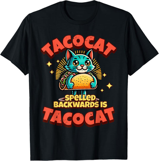 Retro Tacocat Spelled Backwards Is Taco Cat Tee, Cute Paws T-Shirt