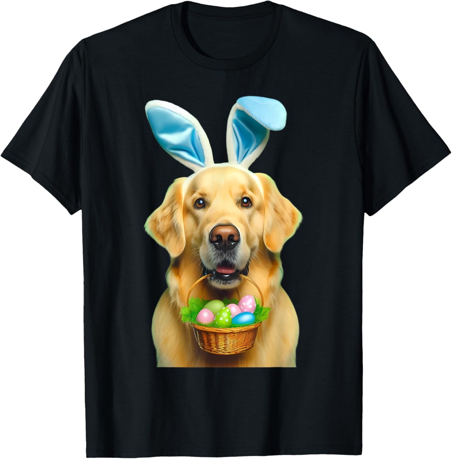 Cute Bunny Ear Golden Retriever Dog Easter Eggs Basket Owner T-Shirt