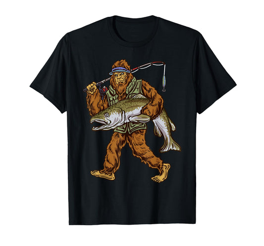 King Salmon Fishing Trout Hunting Bigfoot Fishermen T-Shirt