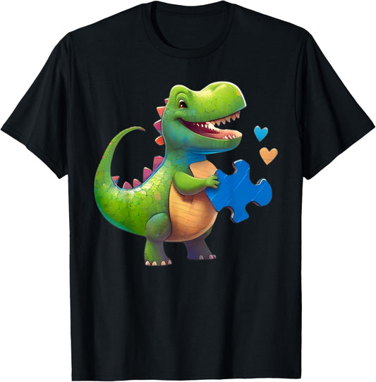 Autism Awareness Dinosaur Puzzle Piece Love Autistic Support T-Shirt