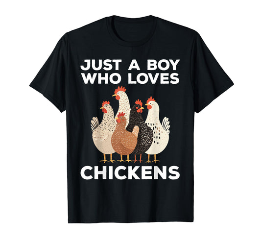 Just A Boy Who Loves Chickens Cute Chicken T-Shirt