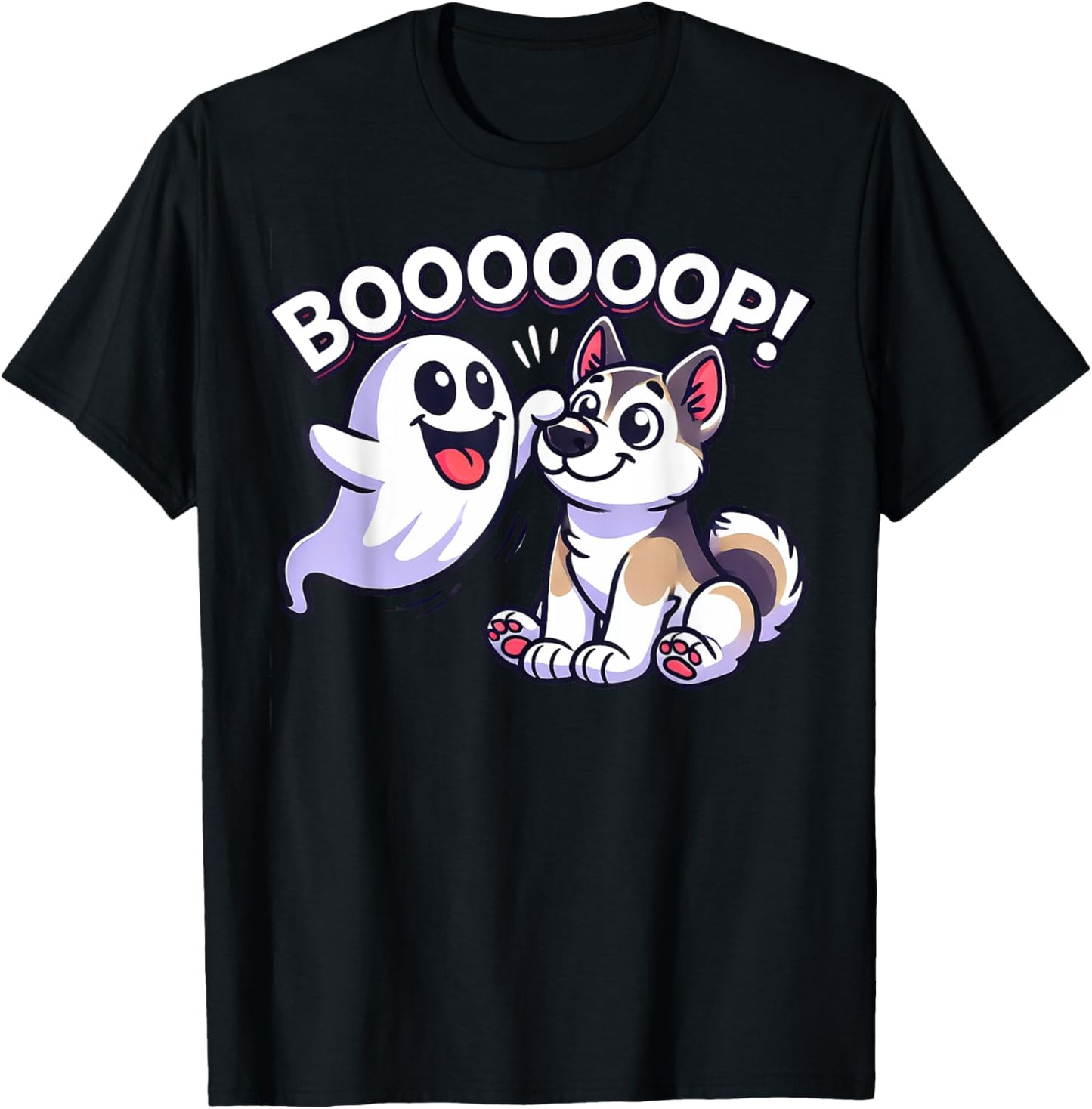 Funny Halloween Ghost Husky Dog Boop Silly Puppy Humor T-Shirt