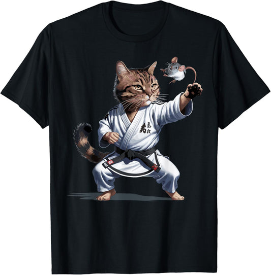 Martial Arts Cat Karate Black Belt Funny Fighter T-Shirt