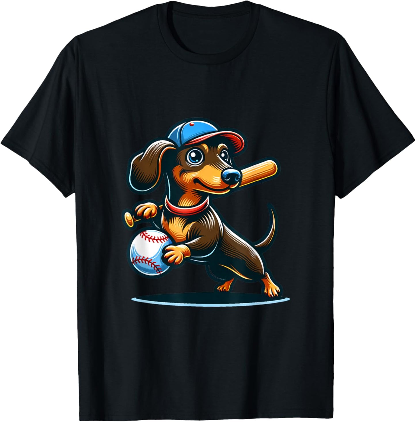 Funny Dachshund Dog Baseball Sports Team Player Design T-Shirt