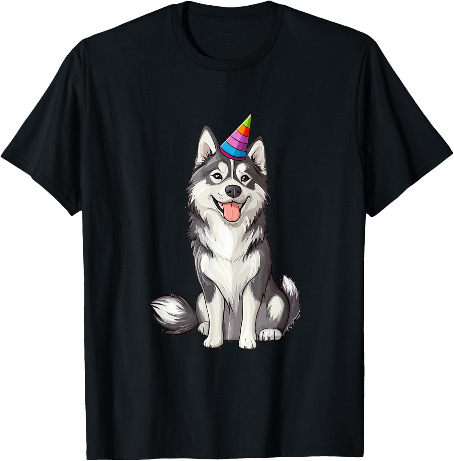 Siberian Husky Birthday Dog Wearing Birthday Party Hat T-Shirt