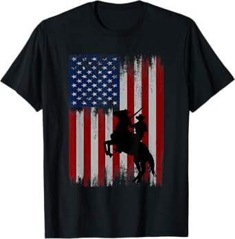 vintage usa american flag cowboy Rodeo Roping Horse Riding T-Shirt