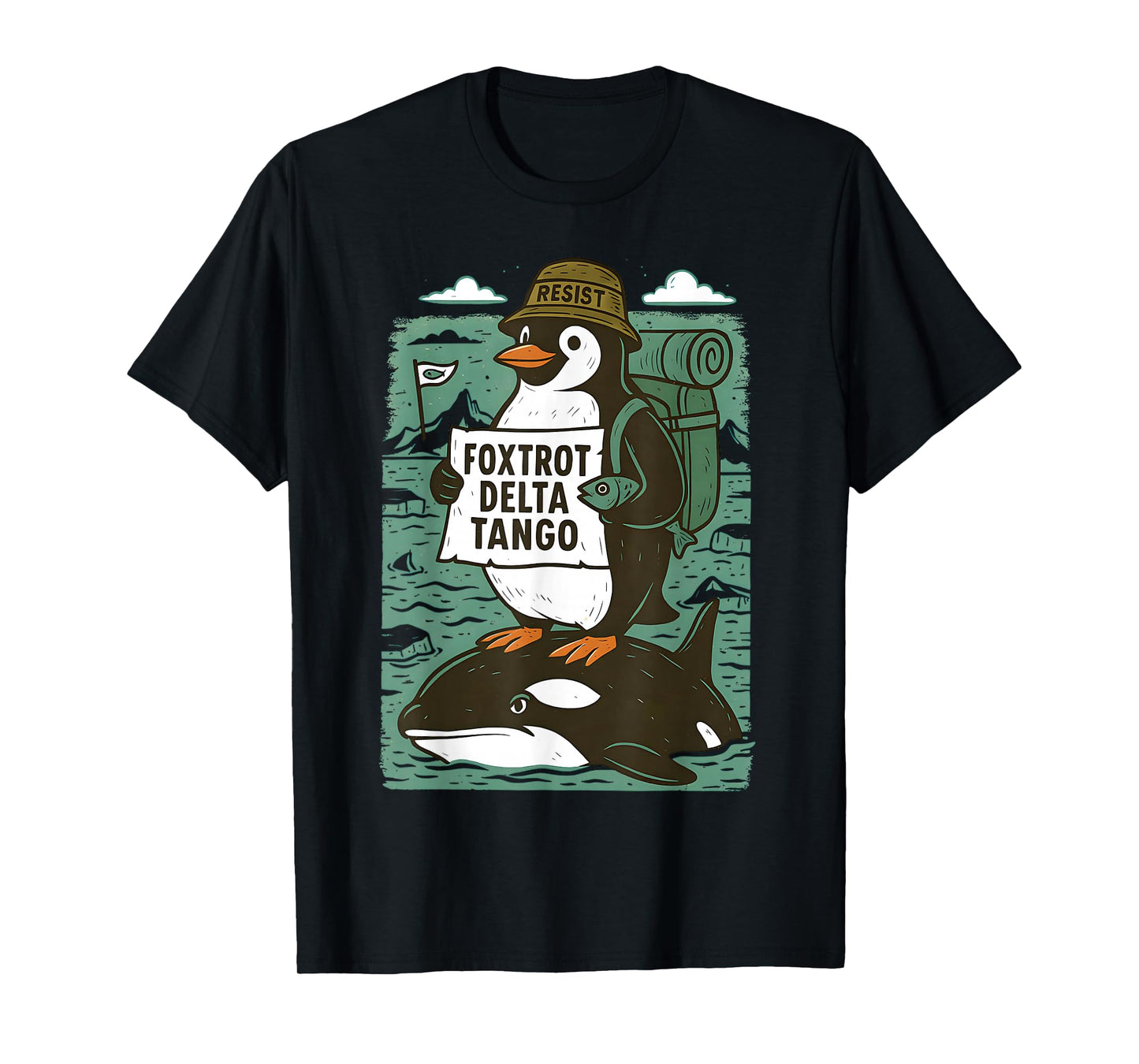 Resist Penguin Activism Graphic Design T-Shirt