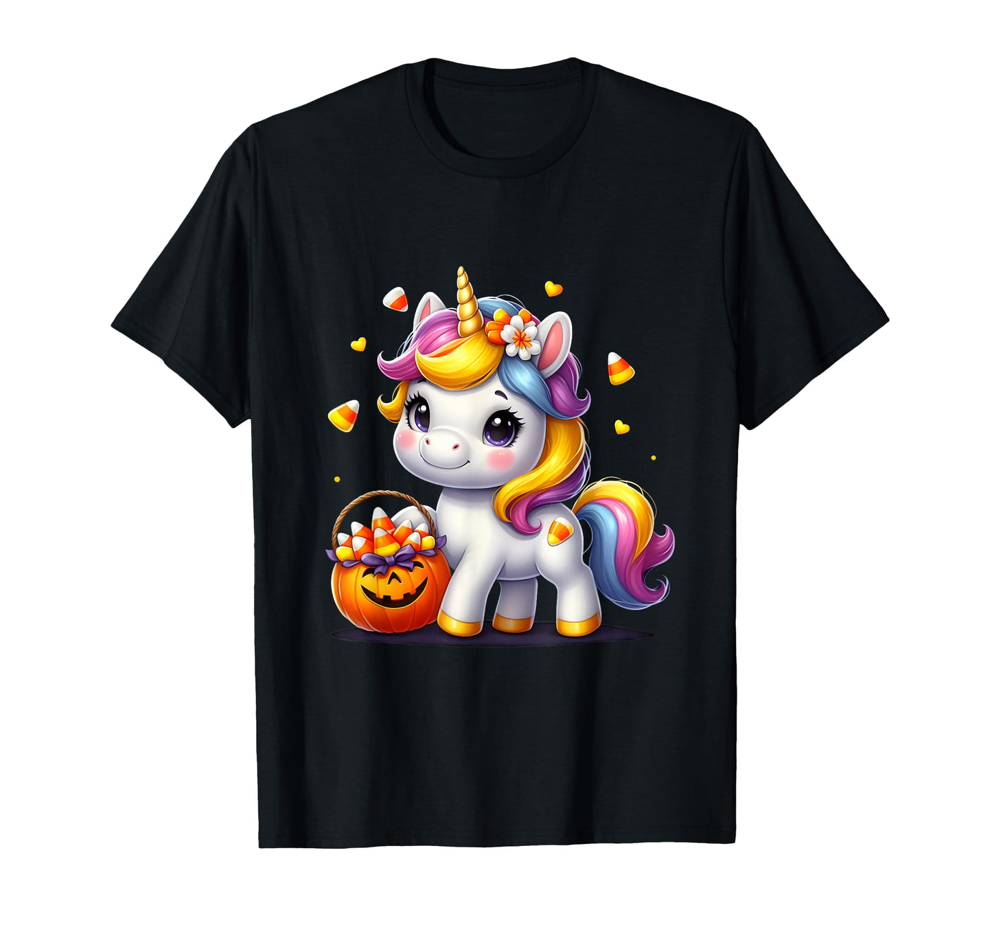 Unicorn Candy Corn Halloween Unicorn Gift For Girls Kids T-Shirt