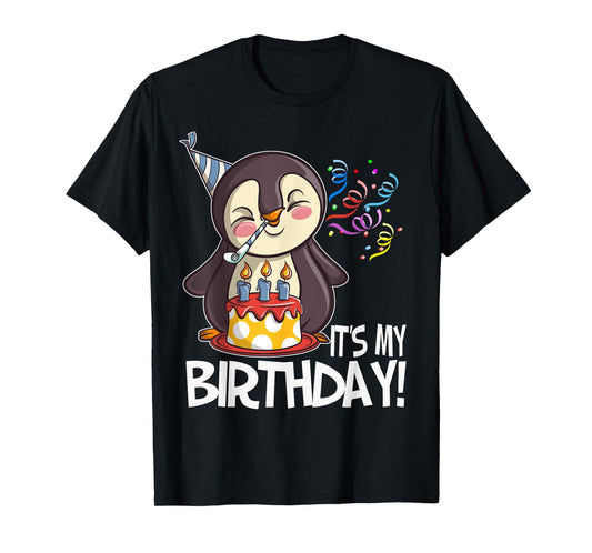 It's My Birthday Penguin T Shirt Gift for Girls Boys Adults T-Shirt