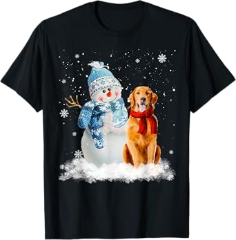 Funny Golden Retriever Christmas Snowman Christmas Pajama T-Shirt