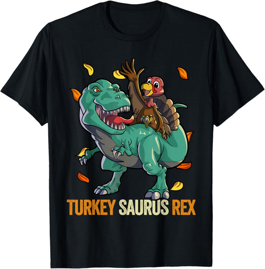 Dinosaur Thanksgiving Shirt Boys Kids Dino T-Rex Turkey T-Shirt