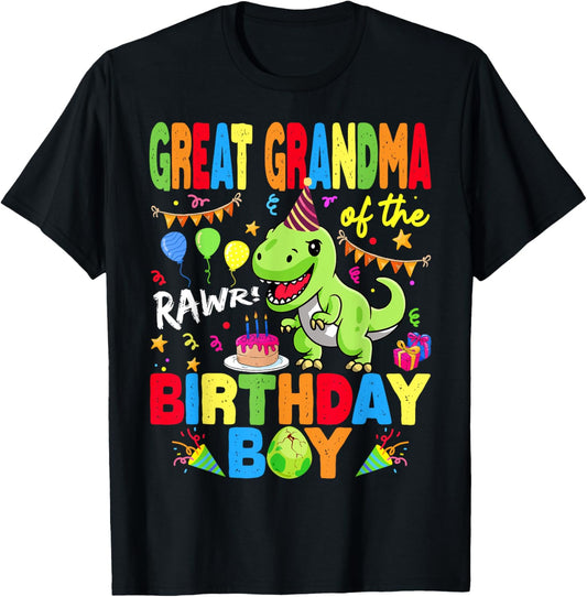 Great Grandma Of The Birthday Boy Dinosaur T-Rex RAWR T-Shirt