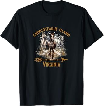Chincoteague Island Virginia USA Wild Ponies Horses Souvenir T-Shirt