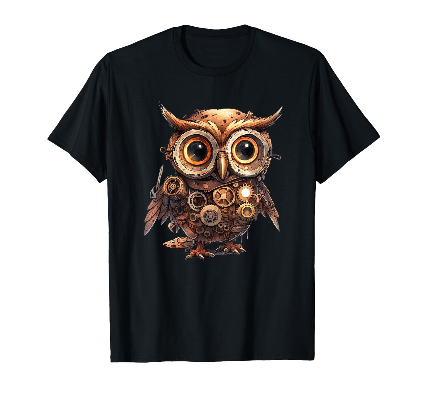 Owl in steampunk mechanical gear, vibrant Bird T-Shirt