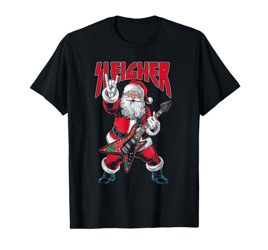 Christmas Sleigher Santa Rock Xmas Rocker Men Women Kids Boy T-Shirt