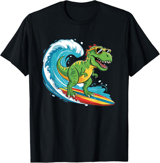Funny Surf Dino T-Rex with sunglasses summer cartoon des T-Shirt