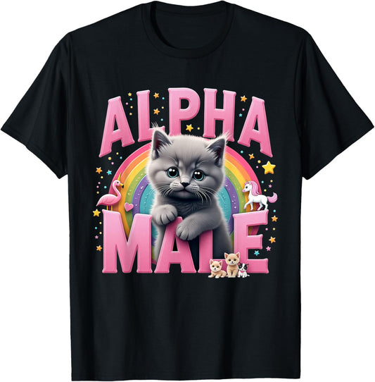 Funny Cat Alpha Cute Flamingo Meme Male Kitten Men or Women T-Shirt