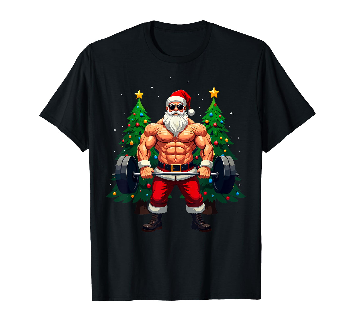 Muscle Santa Weightlifter Christmas Powerlifting Xmas Gym T-Shirt